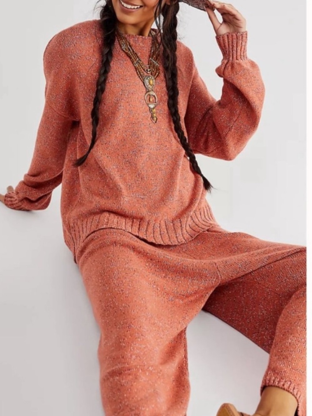 Free People Beach Gio Knit Oversized Crewneck Sweater size XS cozy fall boho